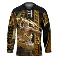 Zeus Greek Mythology King Of Gods Hockey Jersey Gold Meander Pattern Lightning Bolt Mythological