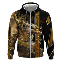 Zeus Greek Mythology King Of Gods Hoodie Gold Meander Pattern Lightning Bolt Mythological