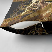Zeus Greek Mythology King Of Gods Pillow Cover Gold Meander Pattern Lightning Bolt Mythological