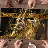 Zeus Greek Mythology King Of Gods Puzzle Gold Meander Pattern Lightning Bolt Mythological