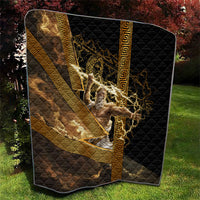 Zeus Greek Mythology King Of Gods Quilt Gold Meander Pattern Lightning Bolt Mythological