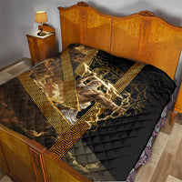 Zeus Greek Mythology King Of Gods Quilt Gold Meander Pattern Lightning Bolt Mythological