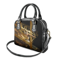 Zeus Greek Mythology King Of Gods Shoulder Handbag Gold Meander Pattern Lightning Bolt Mythological