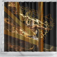 Zeus Greek Mythology King Of Gods Shower Curtain Gold Meander Pattern Lightning Bolt Mythological