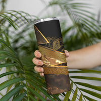 Zeus Greek Mythology King Of Gods Skinny Tumbler Gold Meander Pattern Lightning Bolt Mythological