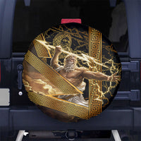 Zeus Greek Mythology King Of Gods Spare Tire Cover Gold Meander Pattern Lightning Bolt Mythological