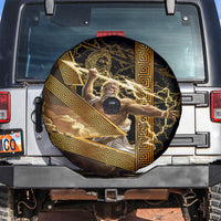 Zeus Greek Mythology King Of Gods Spare Tire Cover Gold Meander Pattern Lightning Bolt Mythological