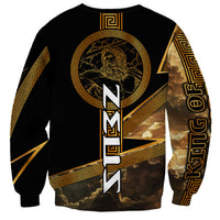 Zeus Greek Mythology King Of Gods Sweatshirt Gold Meander Pattern Lightning Bolt Mythological