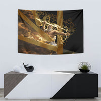 Zeus Greek Mythology King Of Gods Tapestry Gold Meander Pattern Lightning Bolt Mythological