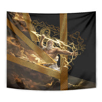 Zeus Greek Mythology King Of Gods Tapestry Gold Meander Pattern Lightning Bolt Mythological