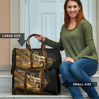 Zeus Greek Mythology King Of Gods Travel Bag Gold Meander Pattern Lightning Bolt Mythological