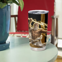 Zeus Greek Mythology King Of Gods Tumbler Cup Gold Meander Pattern Lightning Bolt Mythological
