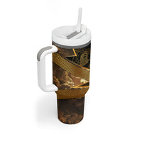 Zeus Greek Mythology King Of Gods Tumbler With Handle Gold Meander Pattern Lightning Bolt Mythological
