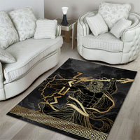 Zeus Greek Mythology King Of Gods Area Rug Golden Meander Key Pattern Lightning Bolt