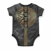 Zeus Greek Mythology King Of Gods Baby Onesie Golden Meander Key Pattern Lightning Bolt