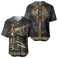 Zeus Greek Mythology King Of Gods Baseball Jersey Golden Meander Key Pattern Lightning Bolt