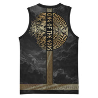 Zeus Greek Mythology King Of Gods Basketball Jersey Golden Meander Key Pattern Lightning Bolt