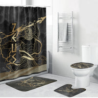 Zeus Greek Mythology King Of Gods Bathroom Set Golden Meander Key Pattern Lightning Bolt