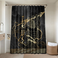 Zeus Greek Mythology King Of Gods Bathroom Set Golden Meander Key Pattern Lightning Bolt