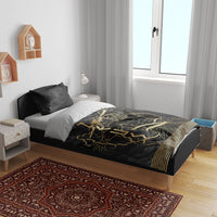 Zeus Greek Mythology King Of Gods Bedding Set Golden Meander Key Pattern Lightning Bolt