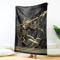 Zeus Greek Mythology King Of Gods Blanket Golden Meander Key Pattern Lightning Bolt