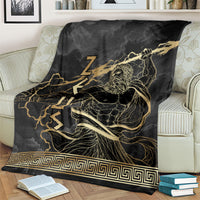 Zeus Greek Mythology King Of Gods Blanket Golden Meander Key Pattern Lightning Bolt