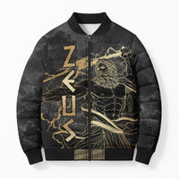 Zeus Greek Mythology King Of Gods Bomber Puffer Jacket Golden Meander Key Pattern Lightning Bolt