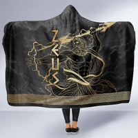 Zeus Greek Mythology King Of Gods Hooded Blanket Golden Meander Key Pattern Lightning Bolt