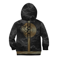 Zeus Greek Mythology King Of Gods Kid Hoodie Golden Meander Key Pattern Lightning Bolt