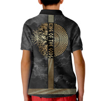 Zeus Greek Mythology King Of Gods Kid Polo Shirt Golden Meander Key Pattern Lightning Bolt