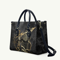 Zeus Greek Mythology King Of Gods Leather Bag Golden Meander Key Pattern Lightning Bolt