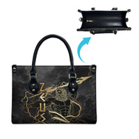 Zeus Greek Mythology King Of Gods Leather Bag Golden Meander Key Pattern Lightning Bolt