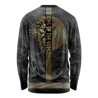 Zeus Greek Mythology King Of Gods Long Sleeve Shirt Golden Meander Key Pattern Lightning Bolt