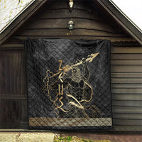Zeus Greek Mythology King Of Gods Quilt Golden Meander Key Pattern Lightning Bolt