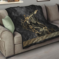 Zeus Greek Mythology King Of Gods Quilt Golden Meander Key Pattern Lightning Bolt