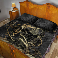 Zeus Greek Mythology King Of Gods Quilt Bed Set Golden Meander Key Pattern Lightning Bolt