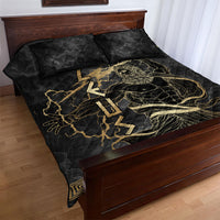 Zeus Greek Mythology King Of Gods Quilt Bed Set Golden Meander Key Pattern Lightning Bolt