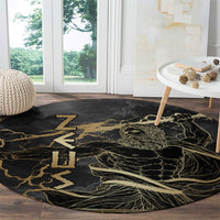 Zeus Greek Mythology King Of Gods Round Carpet Golden Meander Key Pattern Lightning Bolt