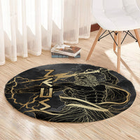 Zeus Greek Mythology King Of Gods Round Carpet Golden Meander Key Pattern Lightning Bolt