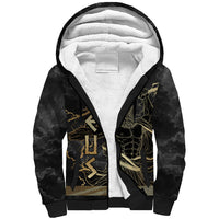 Zeus Greek Mythology King Of Gods Sherpa Hoodie Golden Meander Key Pattern Lightning Bolt