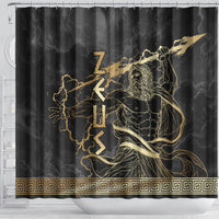 Zeus Greek Mythology King Of Gods Shower Curtain Golden Meander Key Pattern Lightning Bolt
