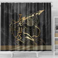 Zeus Greek Mythology King Of Gods Shower Curtain Golden Meander Key Pattern Lightning Bolt
