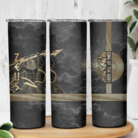 Zeus Greek Mythology King Of Gods Skinny Tumbler Golden Meander Key Pattern Lightning Bolt