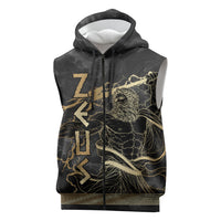 Zeus Greek Mythology King Of Gods Sleeveless Zip Hoodie Golden Meander Key Pattern Lightning Bolt