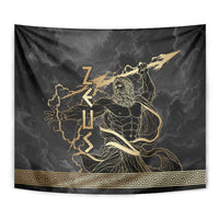 Zeus Greek Mythology King Of Gods Tapestry Golden Meander Key Pattern Lightning Bolt