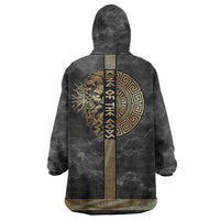 Zeus Greek Mythology King Of Gods Wearable Blanket Hoodie Golden Meander Key Pattern Lightning Bolt