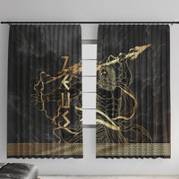 Zeus Greek Mythology King Of Gods Window Curtain Golden Meander Key Pattern Lightning Bolt