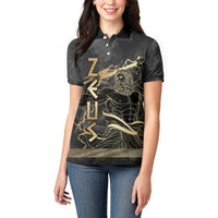 Zeus Greek Mythology King Of Gods Women Polo Shirt Golden Meander Key Pattern Lightning Bolt