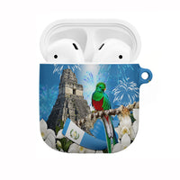 Guatemala Quetzal And Mayan Ruins AirPods Case Patriotic National Symbols White Orchid Flag