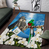 Guatemala Quetzal And Mayan Ruins Area Rug Patriotic National Symbols White Orchid Flag